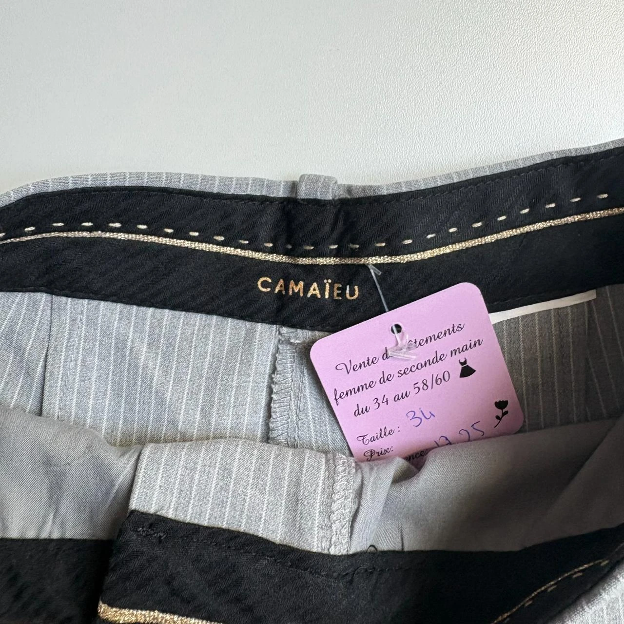 Camaêbu grey and white striped pants size 34 – photo 4